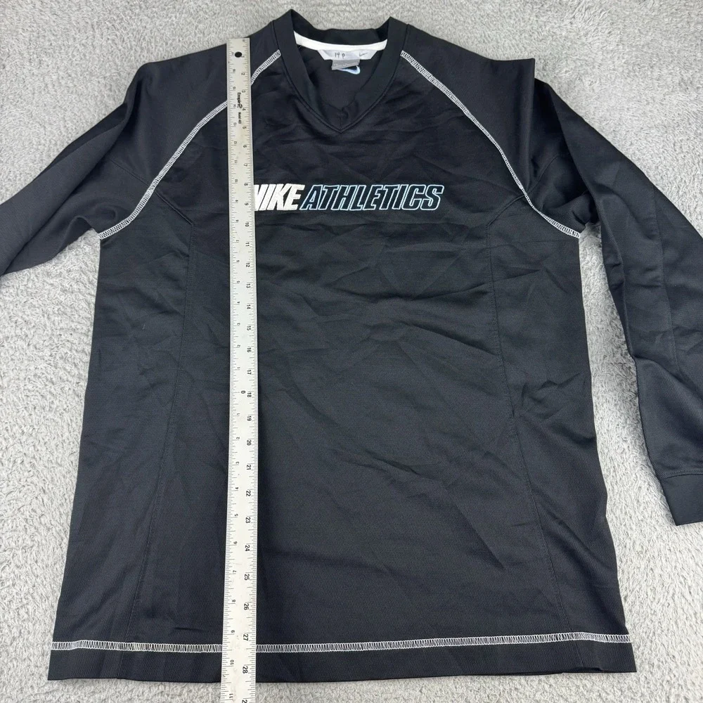 Nike Athletics‎ Vintage Y2K Tee Athletic Silver Tag Spellout Logo Men's M Black